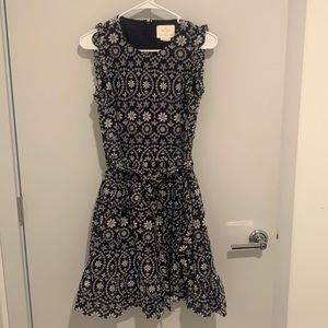 Kate Spade Navy Blue Eyelet Faux Wrap Dress